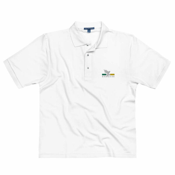 Brazara Men's Premium Short Sleeve White Logo Cotton Polo