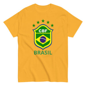 Vibrant Yellow T-shirt with a Green Brazil Badge Brazara Signature