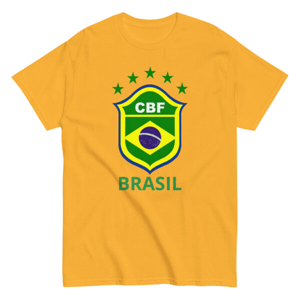 Vibrant Yellow T-shirt with a Green Brazil Badge Brazara Signature