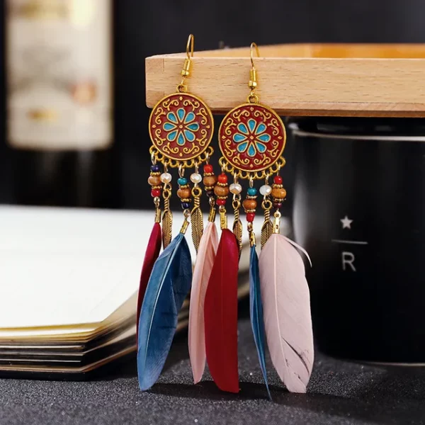 elegant indigenous earrings blue