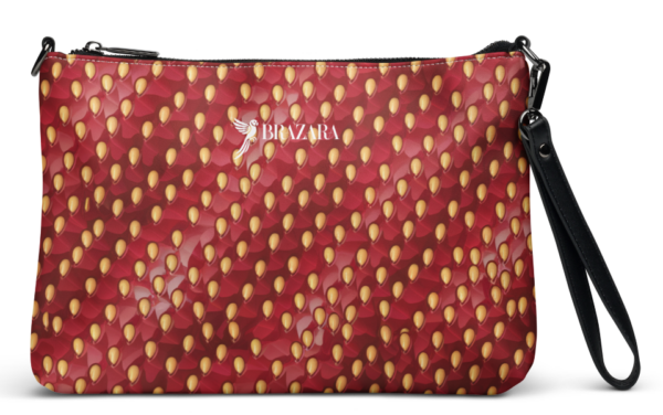 red strawberry crossbody leather bag