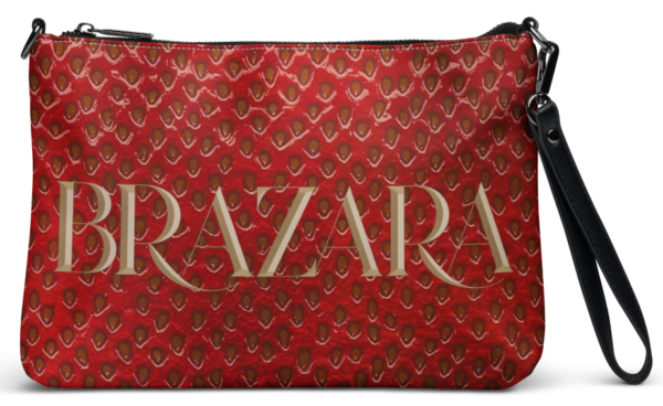 red strawberry crossbody leather bag